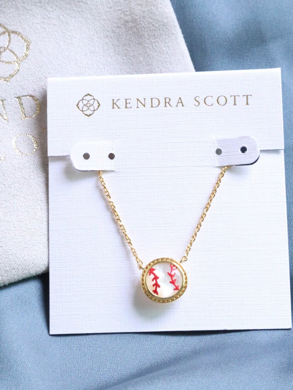 Kendra Scott Baseball Gold Necklace - Ivory Mother Pearl